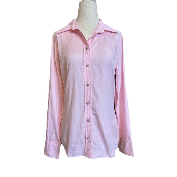 90s Y2K J. Crew Slim Fit Button Up Cotton Shirt Embroidered Buttons Sz S Preppy - Picture 1 of 8
